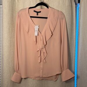White House Black Market Blush Ruffle Blouse